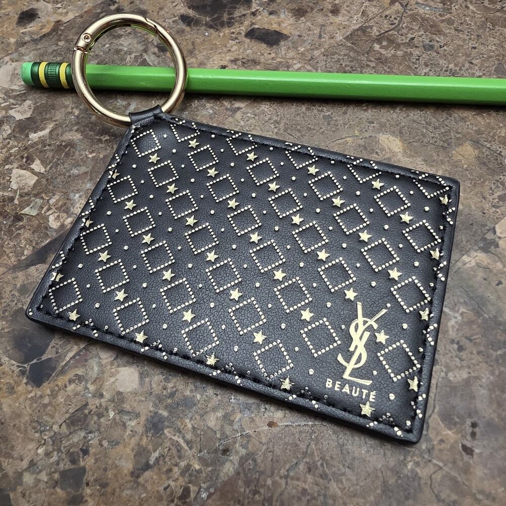 YSL VIP Gift Cosmetic Mirror Keychain Gold & Black NWT Yeves Saint Laurent New